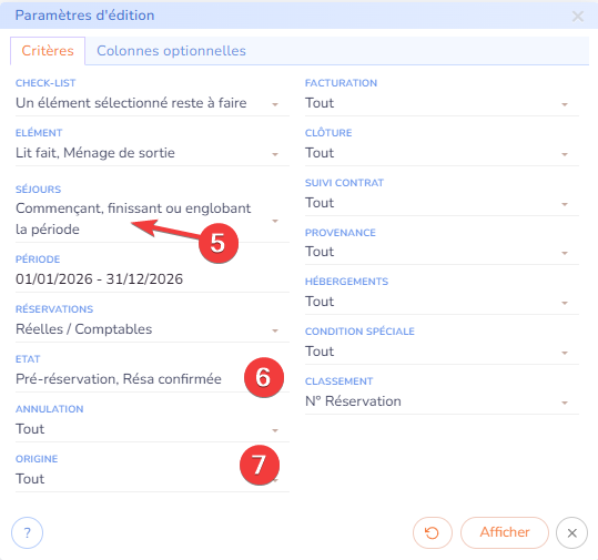 Check-list critères