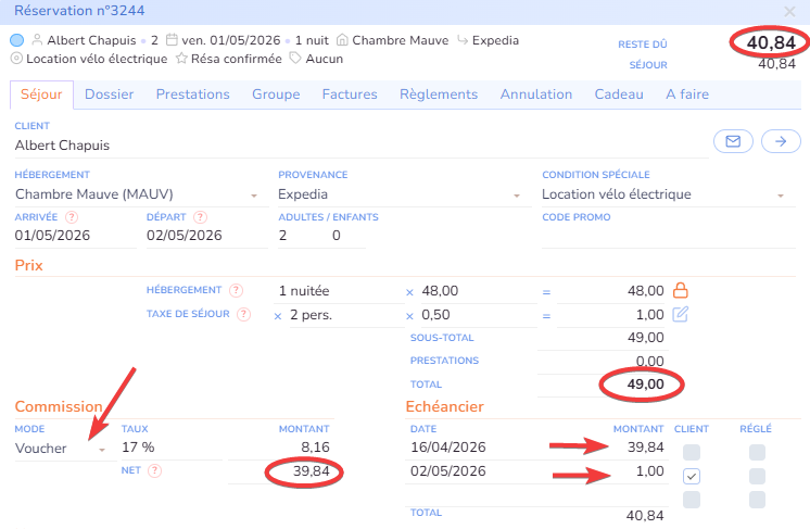 Commission sur réservation
