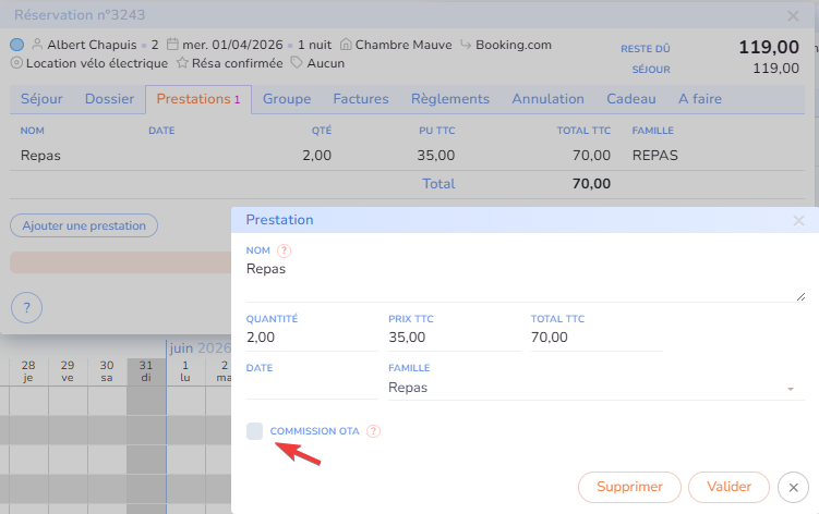 Prestations sans commission
