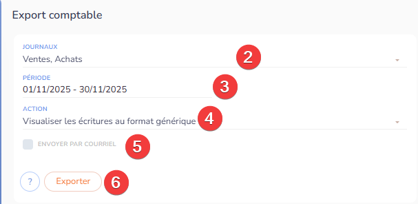Configurer l'export comptable
