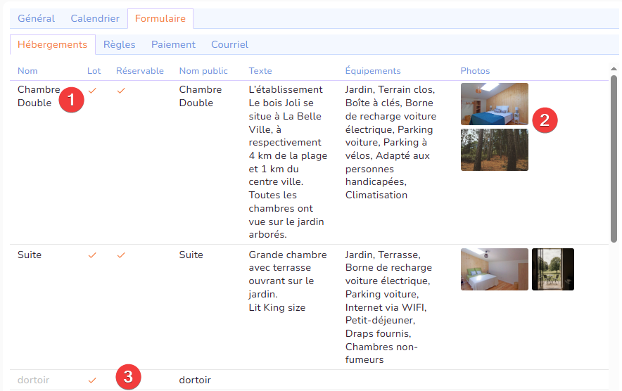 Formulaire de réservation