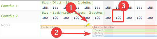 Options du calendrier des tarifs Options du calendrier des tarifs