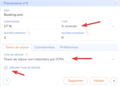 Taxe de séjour collectée