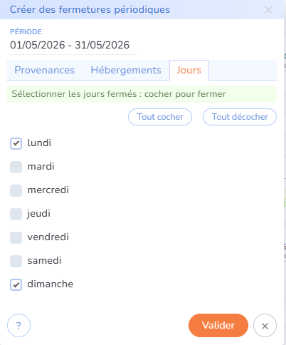 fermeture périodique